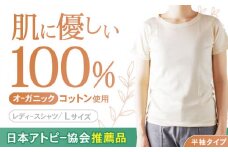 【日本アトピー協会推薦品】オーガニックコットンTシャツ（レディース / Lサイズ） / Tシャツ メンズ 綿 オーガニック 服 肌着 生成り 半袖 / 諫早市 /  株式会社美泉 / 諫早市 / 株式会社美泉 [AHAP015]