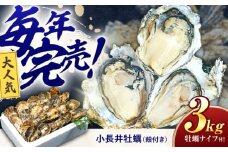 小長井牡蠣（殻付き）3kg 牡蠣ナイフ付き / かき カキ 牡蠣 海鮮 / 諫早湾漁業協同組合 [AHBJ005]
