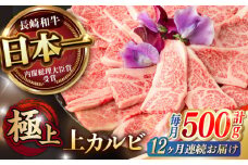 【12回定期便】焼肉 上 カルビ 500g / 長崎和牛 A4～A5ランク キャンプ BBQ バーベキュー / 諫早市 / 野中精肉店 [AHCW054]