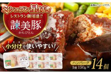 諫美豚ハンバーグ 14個（各150g）計2.1kg / 豚肉 ハンバーグ はんばーぐ おかず 惣菜 冷凍 / 諫早市 / 土井農場 [AHAD052]
