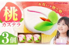 【長崎縁起菓子】桃カステラ3個入 / 桃カステラ カステラ かすてら 桃の節句 ひな祭り / 諫早市 / 梅月堂 [AHBN004]