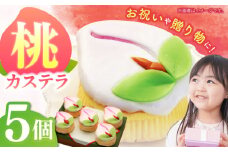 【長崎縁起菓子】桃カステラ5個入 / 桃カステラ カステラ かすてら 桃の節句 ひな祭り / 諫早市 / 梅月堂 [AHBN005]