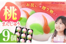 【長崎縁起菓子】桃まんじゅう9個入 / 桃まんじゅう まんじゅう お祝い こしあん / 諫早市 / 株式会社梅月堂 [AHBN008]