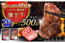 【特Aのブランド米で育てた】諫美牛 カルビ 500g(250g×2) / 牛肉 ぎゅうにく 和牛 牛 肉 国産 かるび 焼肉 やきにく / 諫早市 / 株式会社土井農場 [AHAD091]