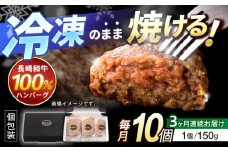 【3回定期便】長崎和牛ハンバーグ150g×10パック / ハンバーグ はんばーぐ 牛肉100％ 国産 冷凍 / 諫早市 / 有限会社長崎フードサービス [AHDD015]