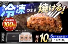 【6回定期便】長崎和牛ハンバーグ150g×10パック / ハンバーグ はんばーぐ 牛肉100％ 国産 冷凍 / 諫早市 / 有限会社長崎フードサービス [AHDD016]