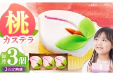 【3回定期便】【長崎縁起菓子】桃カステラ3個入 / 桃カステラ カステラ かすてら 桃の節句 ひな祭り / 諫早市 / 梅月堂 [AHBN016]