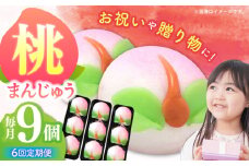 【6回定期便】【長崎縁起菓子】桃まんじゅう9個入 / 桃まんじゅう まんじゅう お祝い こしあん / 諫早市 / 株式会社梅月堂 [AHBN029]