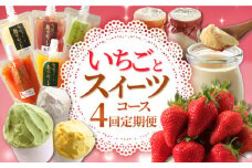 【4回定期便】いちごとスイーツコース（ジェラート・プリン・ジュレ・いちご） / スイーツ すいーつ スイーツ定期便 プリン ジュレ じゅれ ぷりん ジュース アイス あいす アイスクリーム あいすくりーむ ジェラート じぇらーと いちご イチゴ 苺 / 大村市 / おおむら夢ファームシュシュ[ACAA068]