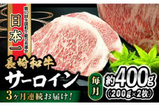 【3回定期便】 長崎和牛 サーロインステーキ 400g（200g×2枚） 計1.2kg / 牛肉 和牛 黒毛和牛 ロース 霜降 / 大村市 / かとりストアー[ACAN078]
