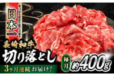 【3回定期便】 内閣総理大臣賞受賞！長崎和牛 切り落とし 400g 総計1.2kg  / 長崎和牛 国産 和牛 切り落とし / 大村市 / かとりストアー[ACAN069]