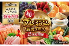【12回定期便】プレミアム厳選コース（ 野菜 果物 プリン いちご ジェラート ジュース 長崎和牛 プリン ぶどう 梨 ハムセット みかん お米 ）/ 便利な定期便 バラエティ定期便 バラエティ / 大村市 / おおむら夢ファームシュシュ[ACAA126]