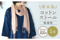 草木染 コットンストール 桜鼠色（さくらねずいろ） 心恋 URAGOI 大村市 いすといすと～天然染料染物店～ISTIST [ACZW027]