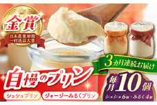 【3回定期便】シュシュプリンとジャージーみるくプリンセット 10個/月（計30個）/ プリン スイーツ ミルク ジャージ―牛乳 /  大村市 / おおむら夢ファームシュシュ [ACAA320]