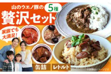 山のウエノ豚のご馳走レトルト・缶詰セット 5種（計730g）/ おつまみ レトルトカレー 炊き込みご飯 / 大村市 / 株式会社上野養豚 [ACBH003]