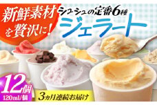 【3回定期便】シュシュ 定番ジェラート12個セット / アイス アイスクリーム ジェラート スイーツ /  大村市 / おおむら夢ファームシュシュ [ACAA414]