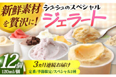 【3回定期便】シュシュのスペシャルジェラート12個セット（定番/季節限定/スペシャル2種） / アイス アイスクリーム ジェラート スイーツ /  大村市 / おおむら夢ファームシュシュ [ACAA420]