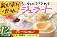 【6回定期便】シュシュのスペシャルジェラート12個セット（定番/季節限定/スペシャル2種） / アイス アイスクリーム ジェラート スイーツ /  大村市 / おおむら夢ファームシュシュ [ACAA421]