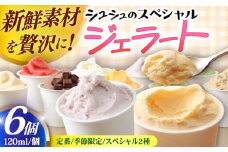 シュシュのスペシャルジェラート6個セット（定番/季節限定/スペシャル2種） / アイス あいす アイスクリーム あいすくりーむ ジェラート じぇらーと スイーツ すいーつ / 大村市 / おおむら夢ファームシュシュ [ACAA431]
