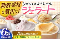 【12回定期便】シュシュのスペシャルジェラート6個セット（定番/季節限定/スペシャル2種） / アイス あいす アイスクリーム あいすくりーむ ジェラート じぇらーと スイーツ すいーつ / 大村市 / おおむら夢ファームシュシュ [ACAA434]