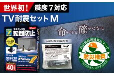 TV耐震セットM 震度7クラス対応 液晶テレビの転倒防止! ベルトストッパー テレビ用 Mサイズ 40V型まで対応 ＋「耐震マット」20x20x5mm 14枚 / 転倒防止 落下防止 耐震ベルト / 大村市 / プロセブン株式会社 [ACBX004]