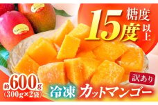 【糖度15度以上】訳あり 冷凍大村産カットマンゴー 約600g (300g×2袋) 大村市 県央リサイクル開発/マンゴー 家庭用 訳あり 冷凍フルーツ 冷凍マンゴー カットマンゴー [ACBC002]