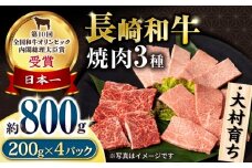 大村育ち 長崎和牛 焼肉セット(モモ400g・肩ロース200g・カルビ200g) 計800g  / 牛肉 モモ ロース 焼肉 BBQ / 大村市 / おおむら夢ファームシュシュ [ACAA456]