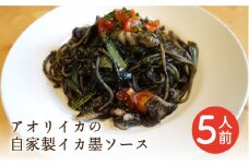 【受付停止】【5人前 パスタソース】平戸産 アオリイカの自家製 イカ墨ソース 120g×5袋 [KAA194]