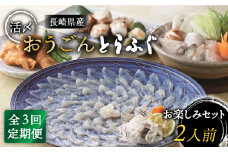 【受付停止】＜全3回定期便＞【高級とらふぐをご家庭で】活〆 おうごん とらふぐ お楽しみセット（2人前） 平戸市 / 松永水産 [KAB144]