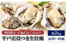 【季節限定】【期間限定！生食可】平戸産殻付生牡蠣 約2.5kg 平戸市 / 北川水産 [KAB171]