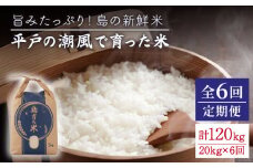 【全6回定期便】【ミネラル豊富な平戸米】平戸の潮風で育った米 計120kg（20kg/回） 平戸市 / 平戸瀬戸市場協同組合 [KAA289]