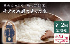 【全12回定期便】【ミネラル豊富な平戸米】平戸の潮風で育った米 計240kg（20kg/回） 平戸市 / 平戸瀬戸市場協同組合 [KAA290]