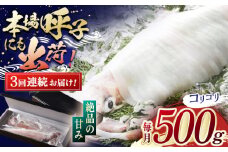 【全3回定期便】「瞬間冷凍」平戸 極鮮 ヤリイカ 計1.5kg（約500g×3回） 平戸市 / 海隆丸 [KAB178]平戸極鮮ヤリイカ 瞬間冷凍 500g 通販 お取り寄せ 刺身 新鮮 イカ料理  長崎