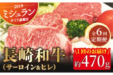 【全6回定期便】A4 ランク長崎和牛「 ヒレ と サーロイン のダブル ステーキ 」 セット 平戸市 / 囲炉裏料理 エビス亭 [KAC141]ヒレステーキ サーロインステーキ ステーキセット 和牛 牛肉 高級 グルメ ギフト 食べ比べ 通販 お取り寄せ