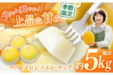 【先行予約】【最高糖度15度で甘味たっぷり】平戸産 メロン（イエローキング）【合計5kg前後（3～6玉）】平戸市 / ひらど新鮮市場 [KAB200] メロン 通販 ギフト 高級 甘い 産地直送 お取り寄せ フルーツ プレゼント 今が旬