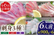 【全6回定期便 】平戸市 鮮魚 6人前 詰め合わせ 計約5.4kg （900g/回）百旬館 [KAK039]