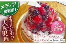 【全3回定期便】ブルーベリー&ラズベリーチーズタルト1ホール(14cm)【心優　－Cotoyu Sweets－】 [KAA530] 