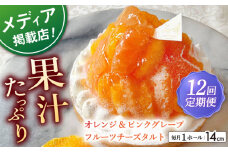 【全12回定期便】オレンジ&ピンクグレープフルーツチーズタルト1ホール(14cm)【心優　－Cotoyu Sweets－】 [KAA538] 