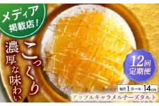 【全12回定期便】アップルキャラメルチーズタルト(14cm)【心優　－Cotoyu Sweets－】 [KAA553] アップル キャラメル チーズタルト タルト ケーキ アップルタルト チーズケーキ スイーツ デザート 洋菓子 りんご 林檎 キャラメル 通販 お取り寄せ ギフト