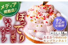 【全12回定期便】あまおうゆめのかモンブラン 1ホール(14cm)【心優-CotoyuSweets-】 [KAA517] あまおう ゆめのか モンブラン ケーキ タルト 苺 イチゴ いちご スイーツ デザート 洋菓子 通販 お取り寄せ ギフト