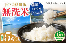 【全6回定期便】【潮風で育った新鮮米】平戸の棚田米（無洗米）約5kg 平戸市 / ひらど新鮮市場 [KAB238]