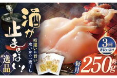 【全3回定期便】【身が厚く柔らかい】漁師の水烏賊一夜干し 約250g（2〜3枚） 平戸市 / 中野漁業協同組合[KAB243]