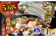 【全3回定期便】活〆おうごんとらふぐ プレミアムセット（4人前）平戸市 / 松永水産 [KAB273]おうごんとらふぐ トラフグ ふぐ フグ 海鮮 高級魚 刺身 鍋 長崎 通販 お取り寄せ