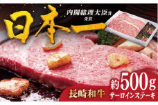 【着日指定 可能】特選 長崎和牛 サーロインステーキ 約500g（250g×2枚） 平戸市 / 萩原食肉産業 [KAD345]サーロインステーキ ステーキ 牛肉 和牛 通販 お取り寄せ グルメ ギフト 高級肉 国産 黒毛和牛