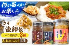 【何が届くかお楽しみ！】イカの醤油漬け2種＆あぶらみそ1種 ランダムで３瓶お届け！平戸市/康貴丸水産 [KAB308]