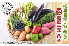 道の駅松浦海のふるさと館『旬のお野菜＋産みたて濃厚玉子6個』の大満足セット！( 野菜 詰め合わせ 旬 卵 たまご 新鮮 産地直送 国産 フレッシュ 朝どれ )【A8-039】