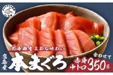 鷹島産本まぐろ柵(赤身・中トロ) 合わせて350g( マグロ まぐろ 中トロ 赤身 本まぐろ 手軽 おつまみ 柵 流水解凍 )【B4-127】