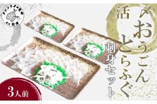 活〆おうごんとらふぐ刺身3人前セット( 長崎県産 おうごんとらふぐ とらふぐ とらふぐ刺身 高品質 )【C1-044】