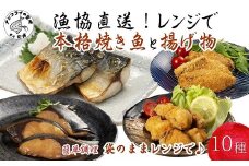 漁協直送！レンジで本格焼き魚と揚げ物10種セット ( 焼き魚 揚げ物 レンジで簡単 サバ さば ぶり ブリ ふぐ フグ ヒラマサ フライ 唐揚げ みりん焼き )【C3-029】