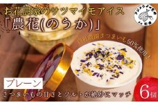 お花農家のサツマイモアイス「農花(のうか)」プレーン6個エディブルフラワーソルト付き( アイス アイスクリーム さつまいも 塩 ソルト 花 フラワー )【B1-168】